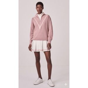 Varley Calva Knit Sweater Women's Small Pink Half Zip Cotton Mesh Pullover